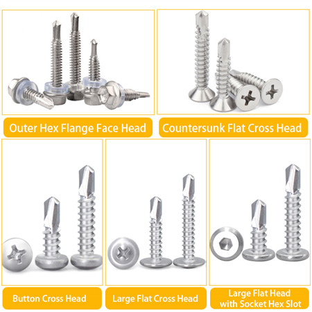 Factory Produce K-Lath Self Drilling Screw Hex Round Head Tek Screw for Roof 304 Stainless Steel Cross Pan Head